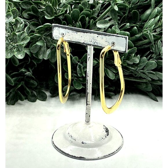 Gold-Tone Teardrop Hoop Earrings - Picture 4 of 6